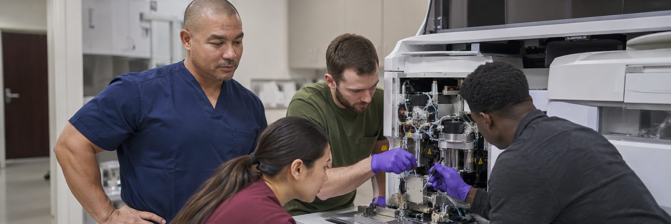 Clinical laboratory analyzer service and maintenance | BiomedRx HTM services Clinical laboratory analyzer service and preventive maintenance by biomedical technicians